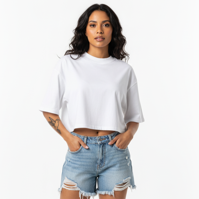 CropTop Oversize 100% Algodón Blanco