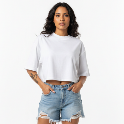 CropTop Oversize 100% Algodón Blanco