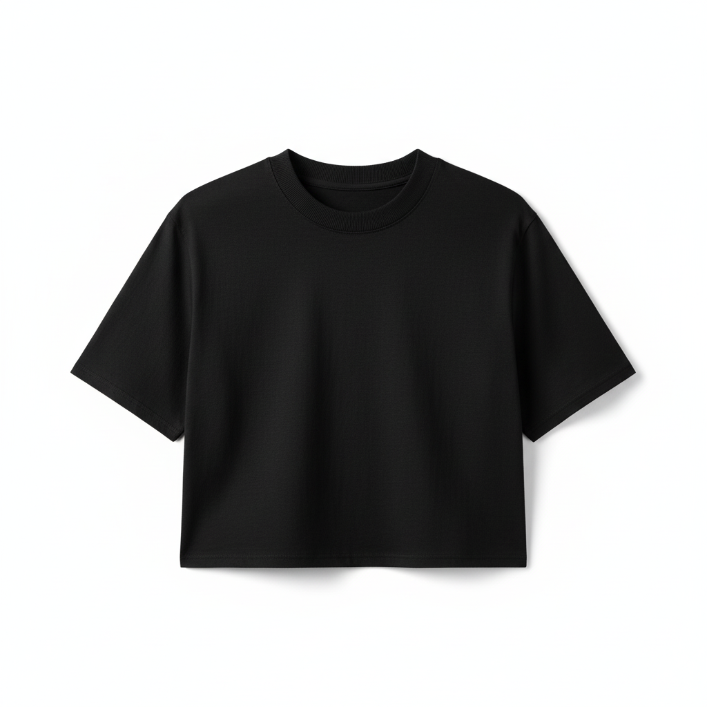 CropTop Oversize 100% Algodón Negro