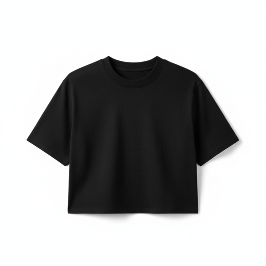 CropTop Oversize 100% Algodón Negro