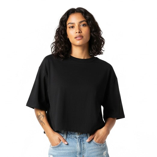 CropTop Oversize 100% Algodón Negro