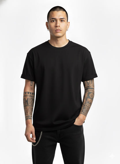 Básica 50/50 Algodón Poliester Negro